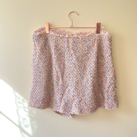 AQUA Soft Multicolored Tweed Fringe Skort NWT Size Large - Picture 8 of 10